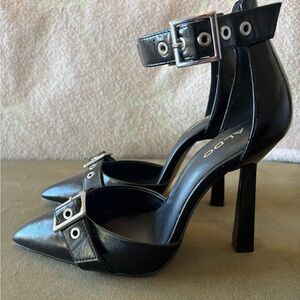 ALDO Black Buckle Strap Heels